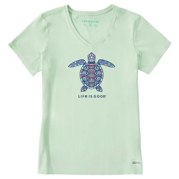 Women's Mandala Turtle Short Sleeve Vee
