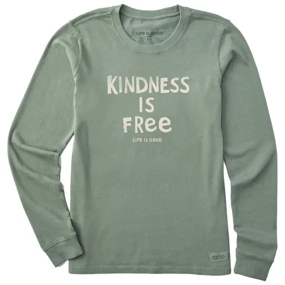 Women's Kindness is Free Long Sleeve Crusher Tee