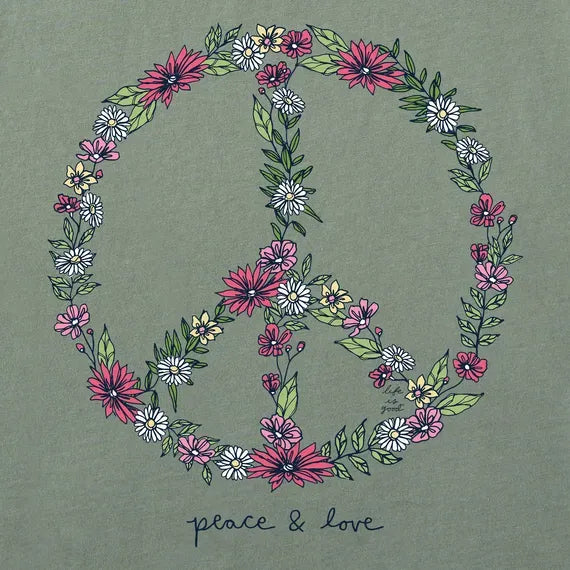 Women's Wildflower Love Peace Sign Crusher Vee