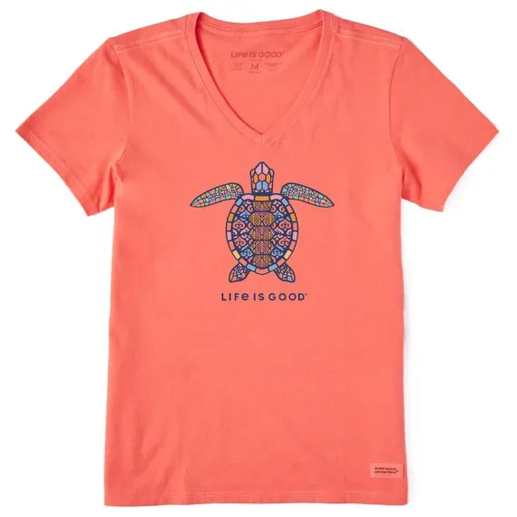 Women's Mandala Turtle Short Sleeve Vee