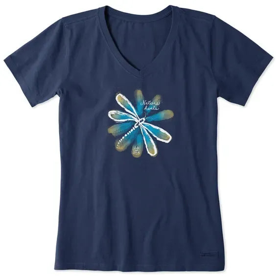 Women's Nature Heals Dragonfly Short Sleeve Vee