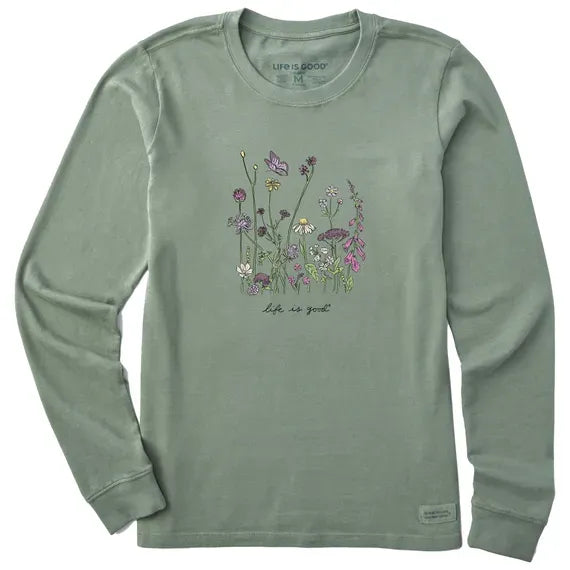 Women's Realaxed Wildflowers Long Sleeve Crusher Tee