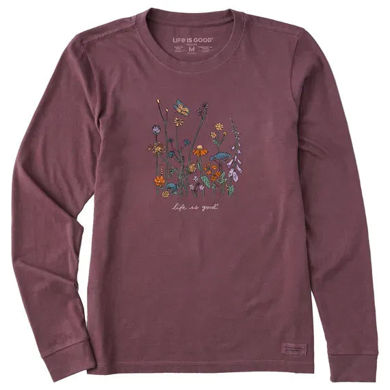 Women's Realaxed Wildflowers Long Sleeve Crusher Tee