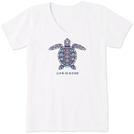 Women's Mandala Turtle Short Sleeve Vee