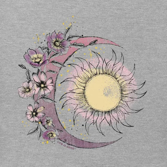 Women's Moon Flower Short Sleeve Vee