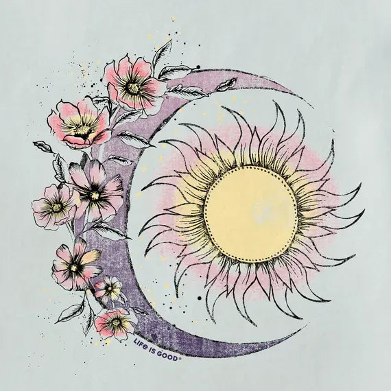 Women's Moon Flower Short Sleeve Vee