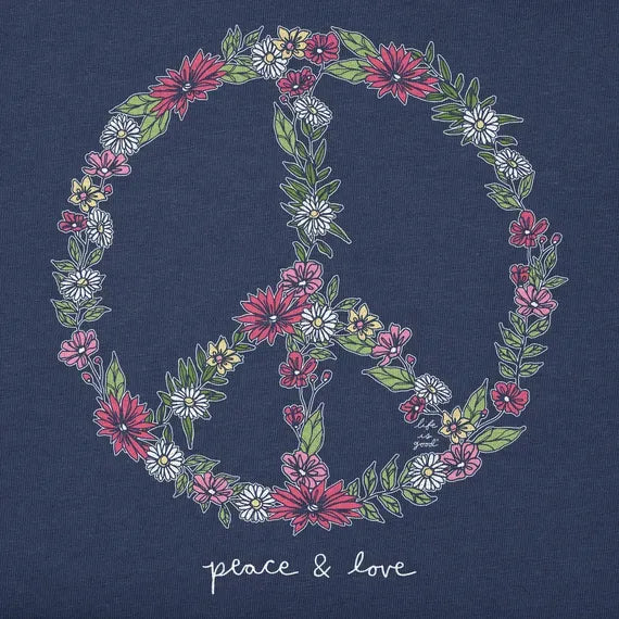Women's Wildflower Love Peace Sign Crusher Vee