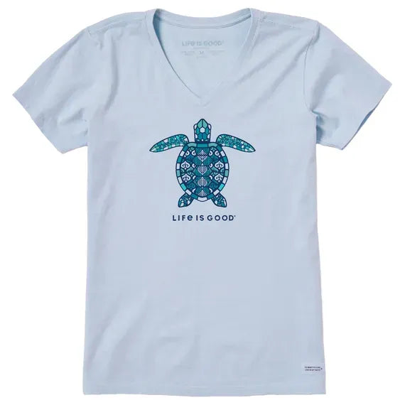 Women's Mandala Turtle Short Sleeve Vee