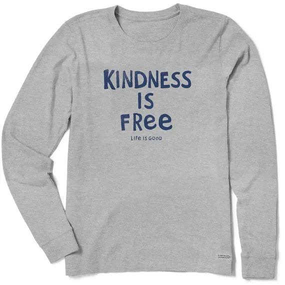 Women's Kindness is Free Long Sleeve Crusher Tee