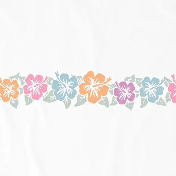 Women's Row of Hibiscus Long Sleeve Crusher Tee