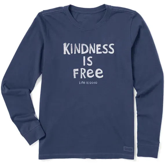 Women's Kindness is Free Long Sleeve Crusher Tee