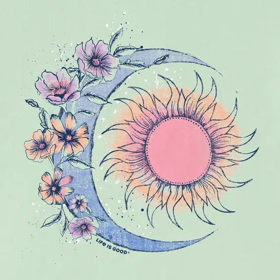 Women's Moon Flower Short Sleeve Vee