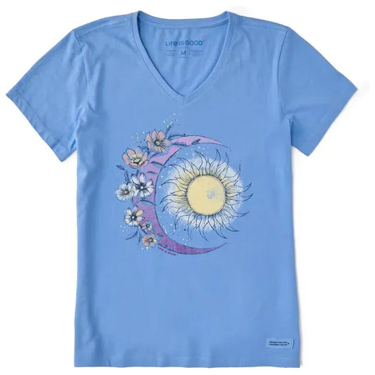Women's Moon Flower Short Sleeve  Vee