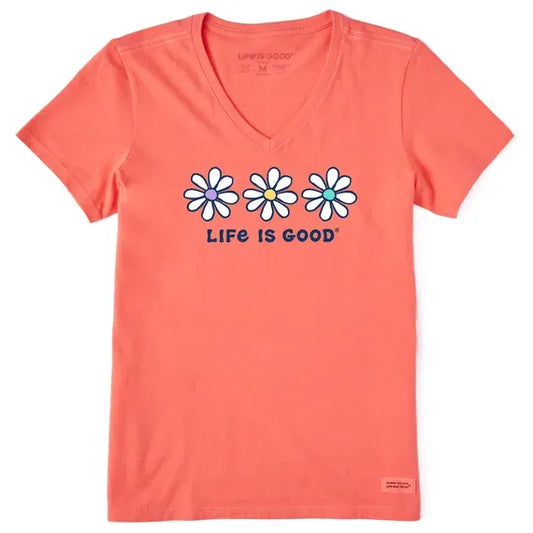 Women's 3 Daisies Short Sleeve  Vee