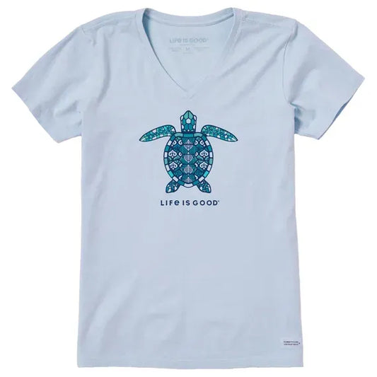 Women's Mandala Turtle Short Sleeve Vee