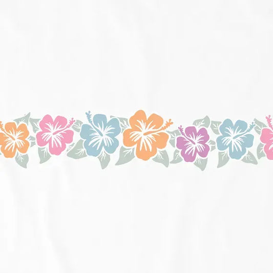 Women's Row of Hibiscus Long Sleeve Crusher Tee